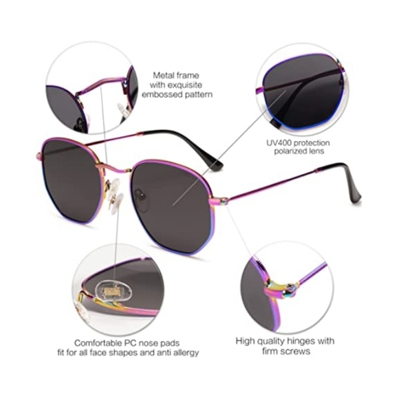 Rave Hexagonal Polarized Sunglasses for Men and Women - Picture 3 of 4